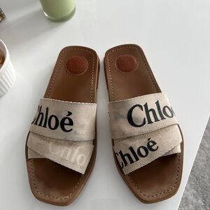 Chloe Tan and Cream Sandals